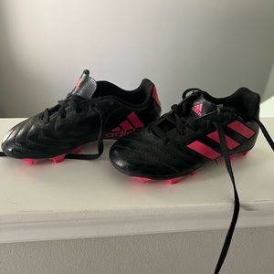 Adidas size 11K black and pink soccer cleats